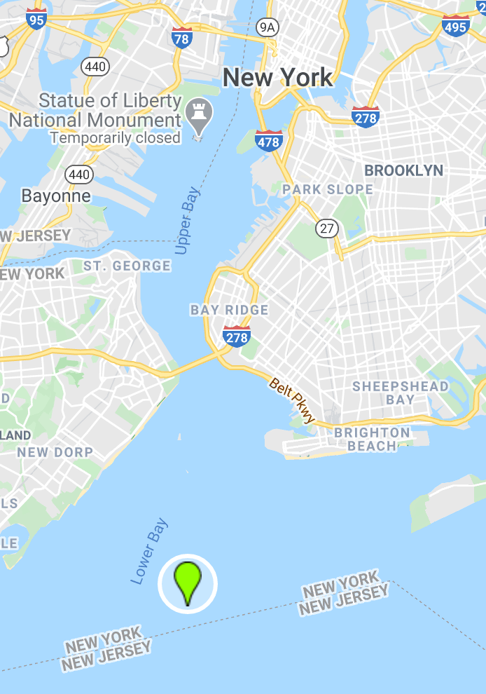 Map showing location of Lower New York Bay